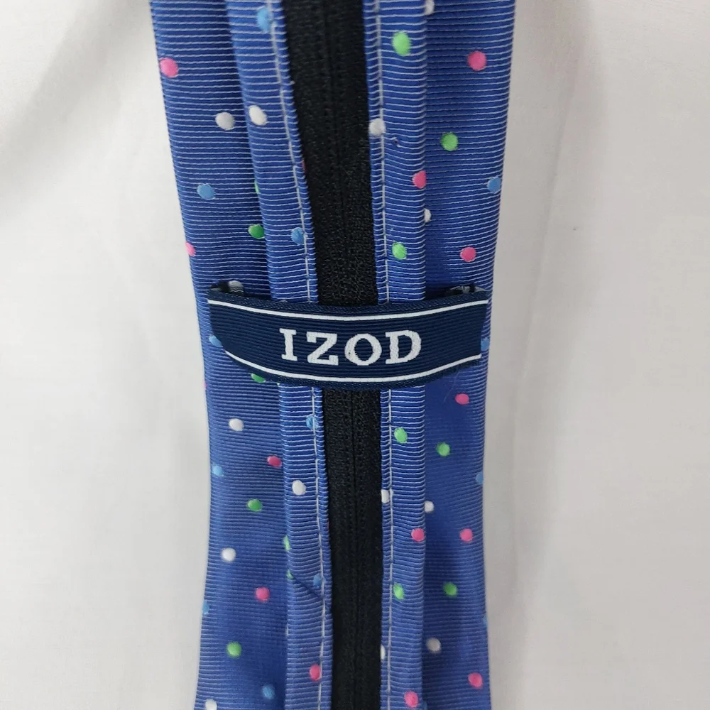 Izod Polka‎ Dot Zipper Repp Neck Tie Blue Pink Green Youth Boys 15